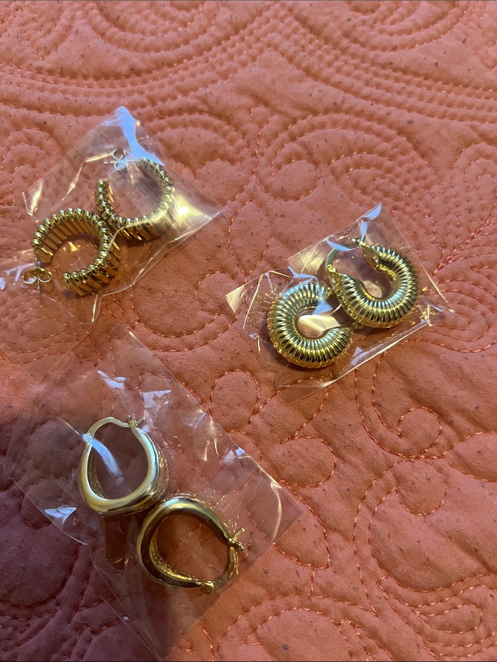 Gold-Tone Hoop Earring Set - 3 Pairs